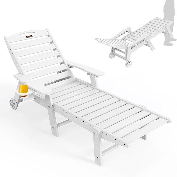 Ciokea Lounge Chair Outdoor, Oversized Chaise Lounge Chair with 5 Positions, HDPE, Patio Lounge C... | Amazon (US)
