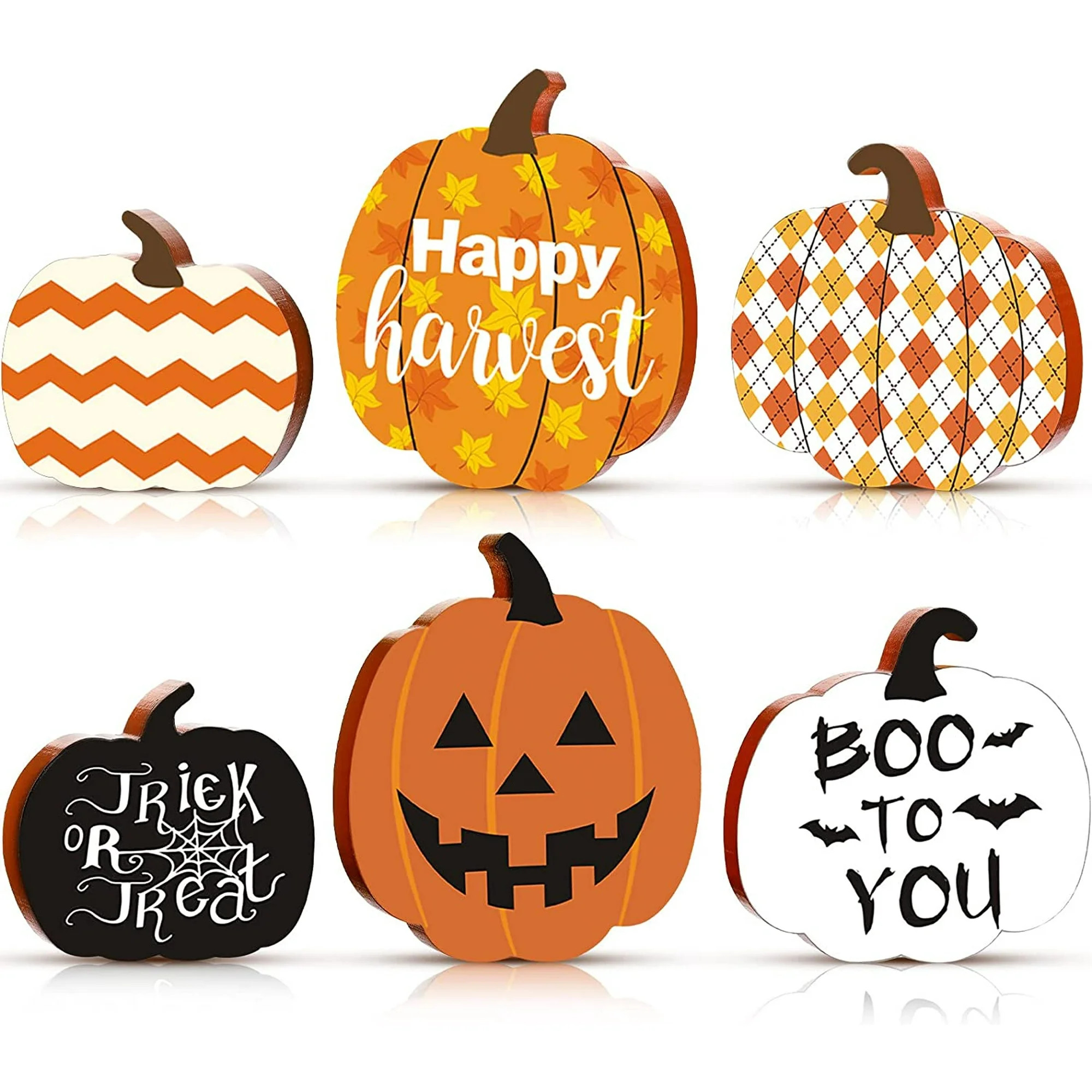 Goowill 3 Pieces Thanksgiving fall Pumpkin Table Wooden Sign Autumn Table Pumpkin Decoration Reve... | Walmart (US)