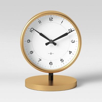5" Mantel Table Clock Stand Brass - Threshold™ | Target
