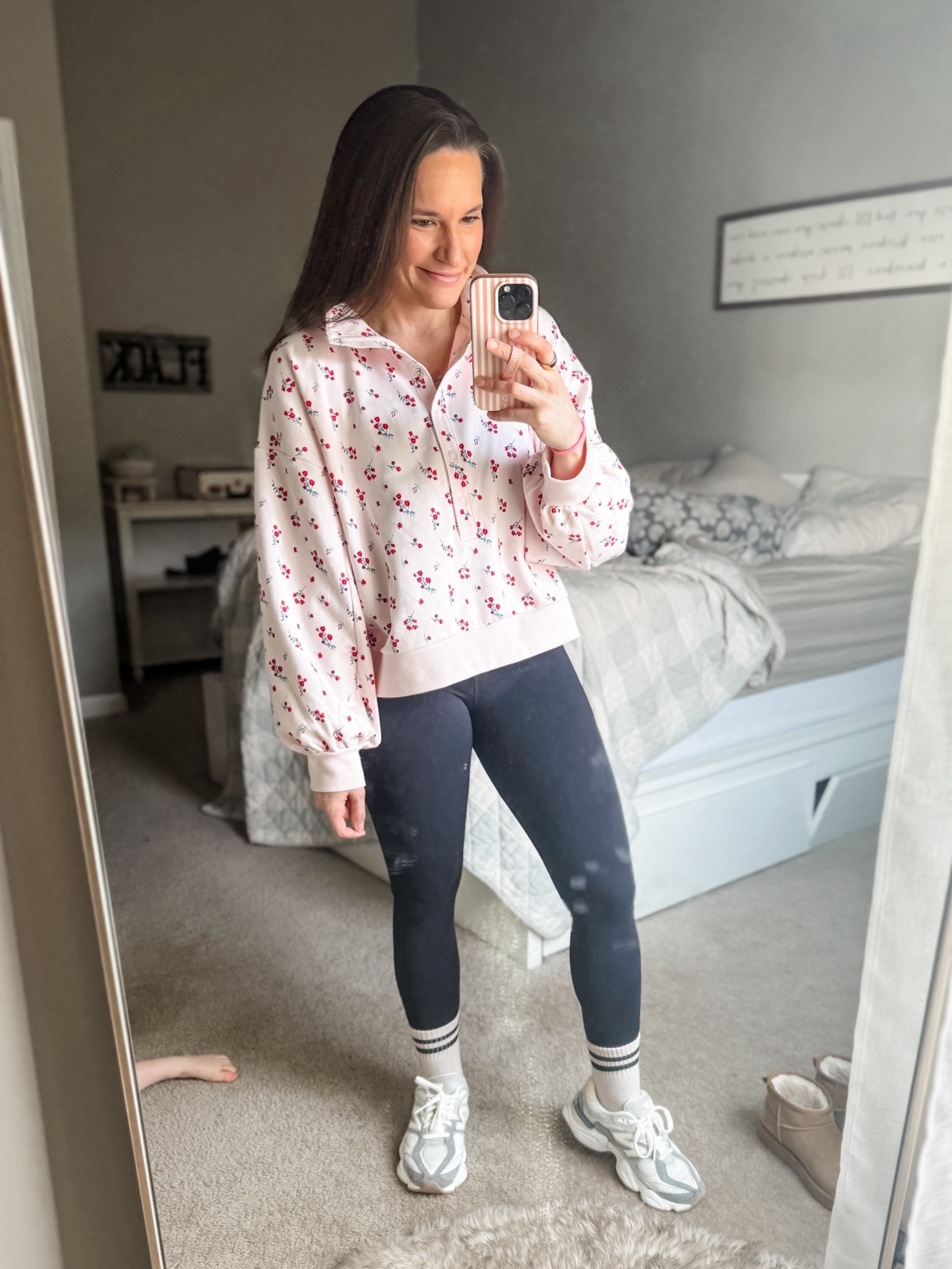 LOVE this terry henley from Target! I have it in both the yellow stripes and this cute pink floral (so good for Valentine’s Day!) 💗

#LTKootd #LTKValentine #LTKActive