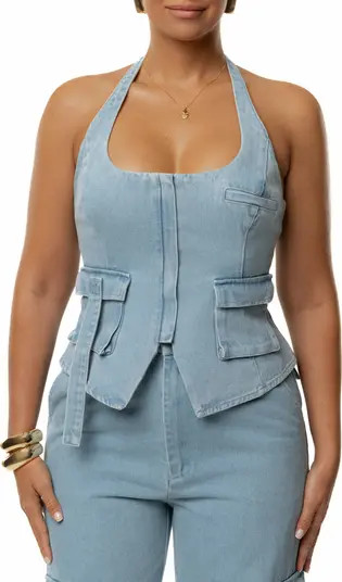 JLUXLABEL Josie Denim Halter Top | Nordstrom | Nordstrom