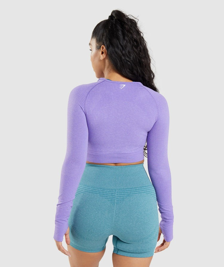 Gymshark Vital Seamless 2.0 Long Sleeve Crop Top - Bright Purple Marl | Gymshark (Global)