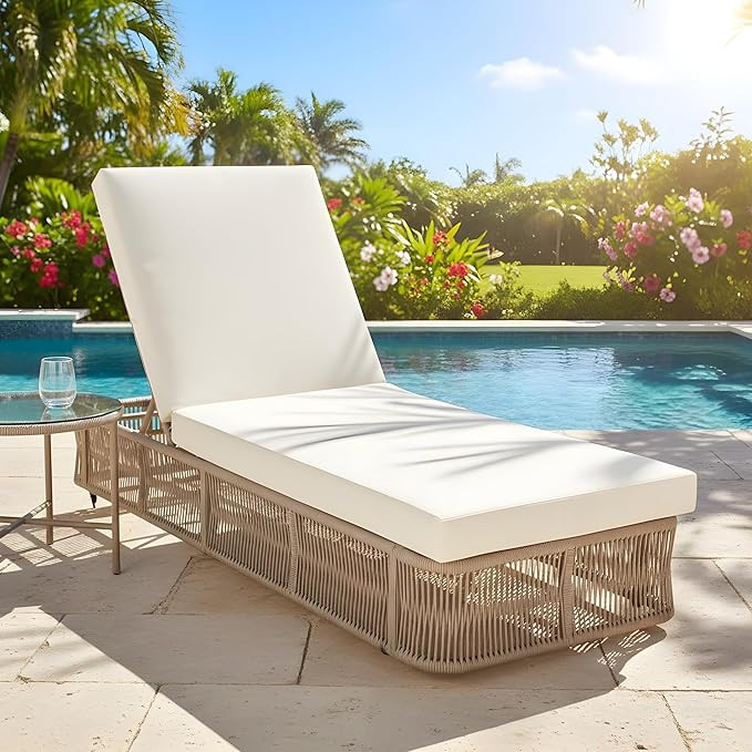 Merax Outdoor Chaise Lounge Chair Set – Adjustable Woven Rope Sun Lounger with 5-Position Backr... | Amazon (US)