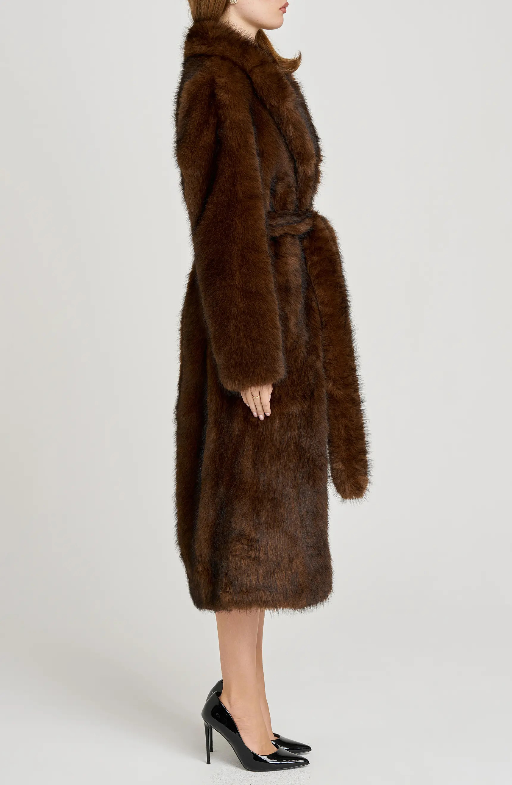 x Sara Walker Diana Faux Fur Wrap Coat | Nordstrom