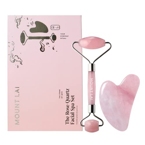 Mount Lai Rose Quartz Facial Spa Set, Rose Quartz Roller and Gua Sha Facial Tools Set, Guasha Tool for Face to Relieve Muscle Tension and Reduce Puffiness, Anti Aging Skin Care Sets for Women | Amazon (US)