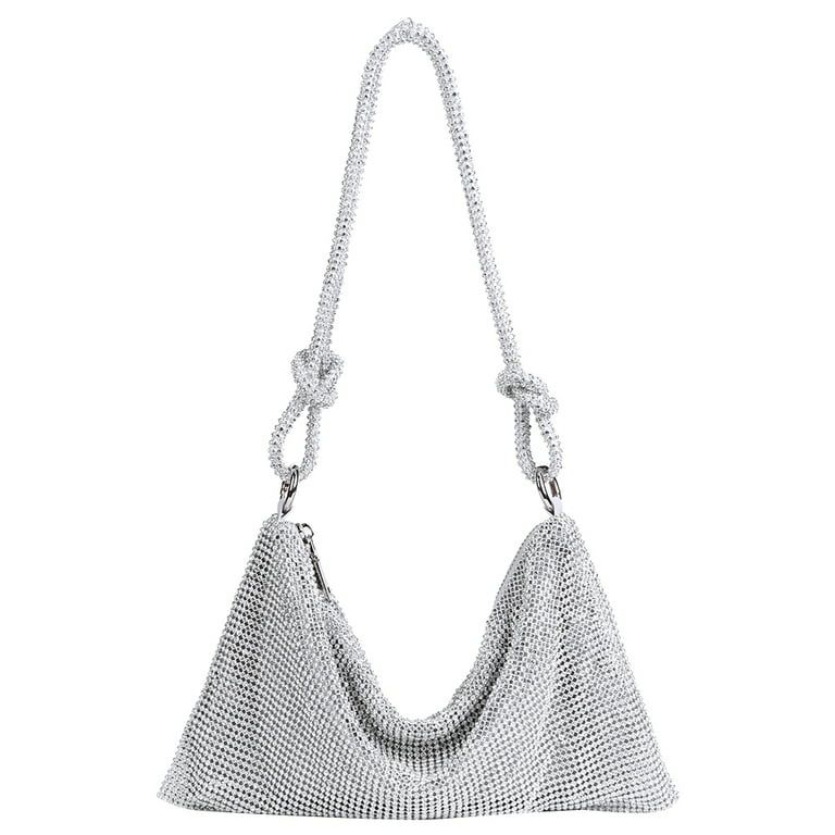 Lotpreco Rhinestone Purses for Women Chic Sparkly Evening Handbag Bling Hobo Bag Shiny Silver Clu... | Walmart (US)