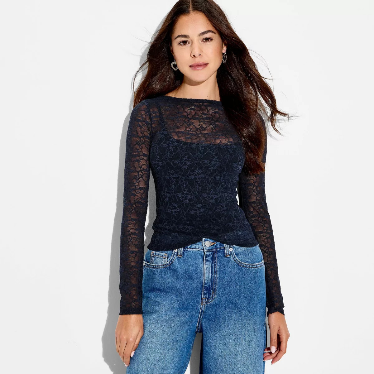 Women's Long Sleeve Back Lace Blouse - Wild Fable™ | Target