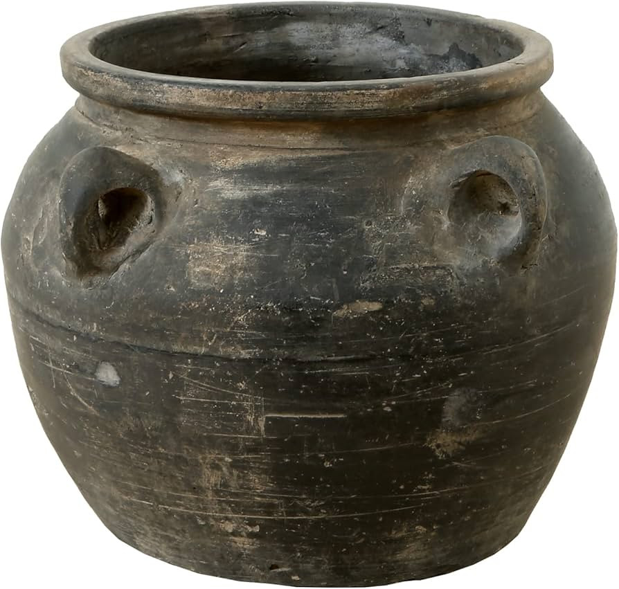 Artissance Home Small Gray Pottery Indoor Outdoor Vintage Water Jar w/4 Handles, Home and Garden ... | Amazon (US)