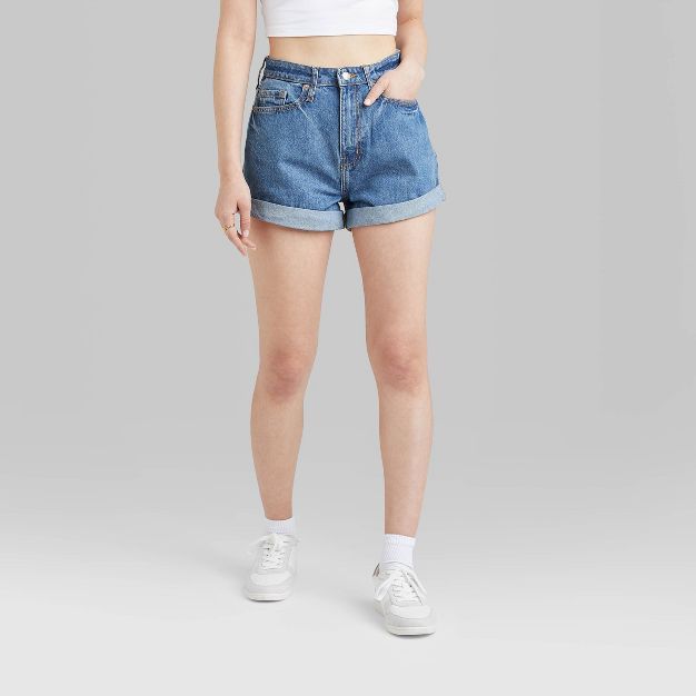 Women's Super-High Rise Rolled Cuff Mom Jean Shorts - Wild Fable™ | Target