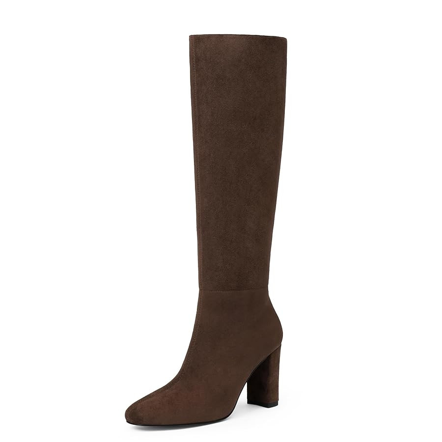 Modatope Knee High Boots for Women Chunky Heel Rounded Toe Womens Tall Boots | Amazon (US)