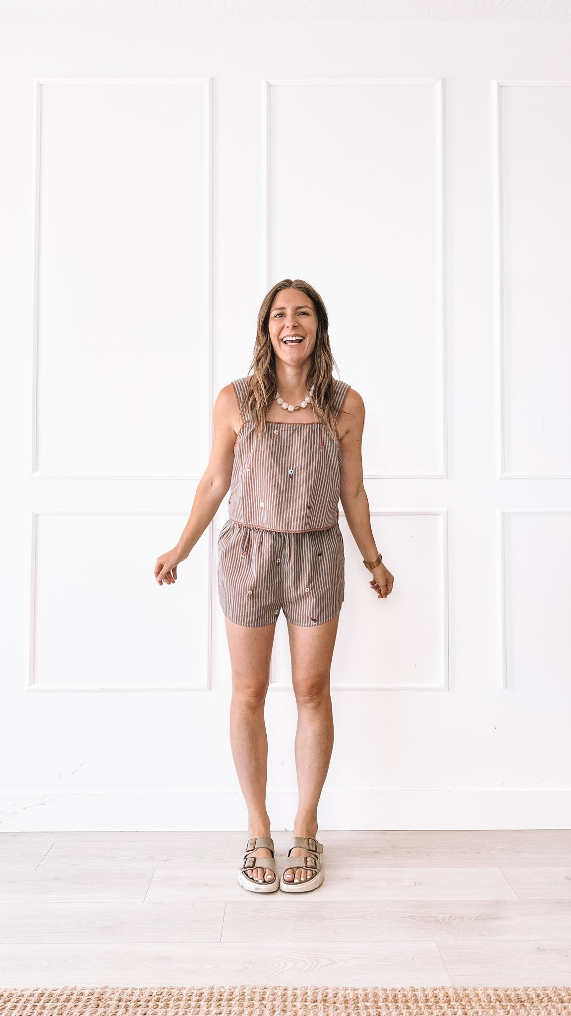 You already know I am obsessed with a matching set, and this striped one is so good. The matching is done for you, which is the whole appeal. I am in a medium but would size up unless you want it fitted, since the fabric has no stretch even though the waistband does.

#LTKgrwm #LTKmomlife #LTKootd