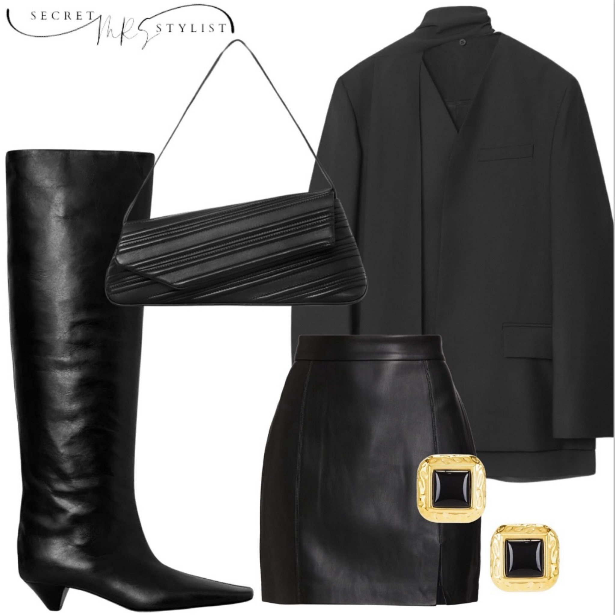 🖤 Effortless All-Black Elegance 🖤
Mixing leather, structure, and gold accents for a timeless fall ensemble.
Would you rock this monochromatic look? 

#LTKStyleTip #LTKU #LTKHoliday