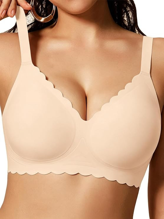 COCOMARTS Jelly Bras for Women No Underwire Scalloped Push Up Seamless Full Coverage Plunge Brale... | Amazon (US)