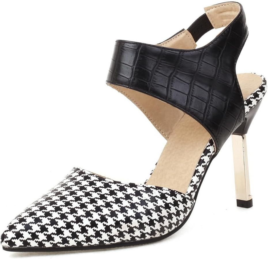 Women's LN73 Low Top Slip On Pointed Toe Pu High Stiletto Heeled Sandals | Amazon (US)