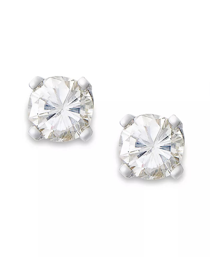 Round-Cut Diamond Stud Earrings in 10k Yellow or White Gold (1/10 ct. t.w.) | Macy's