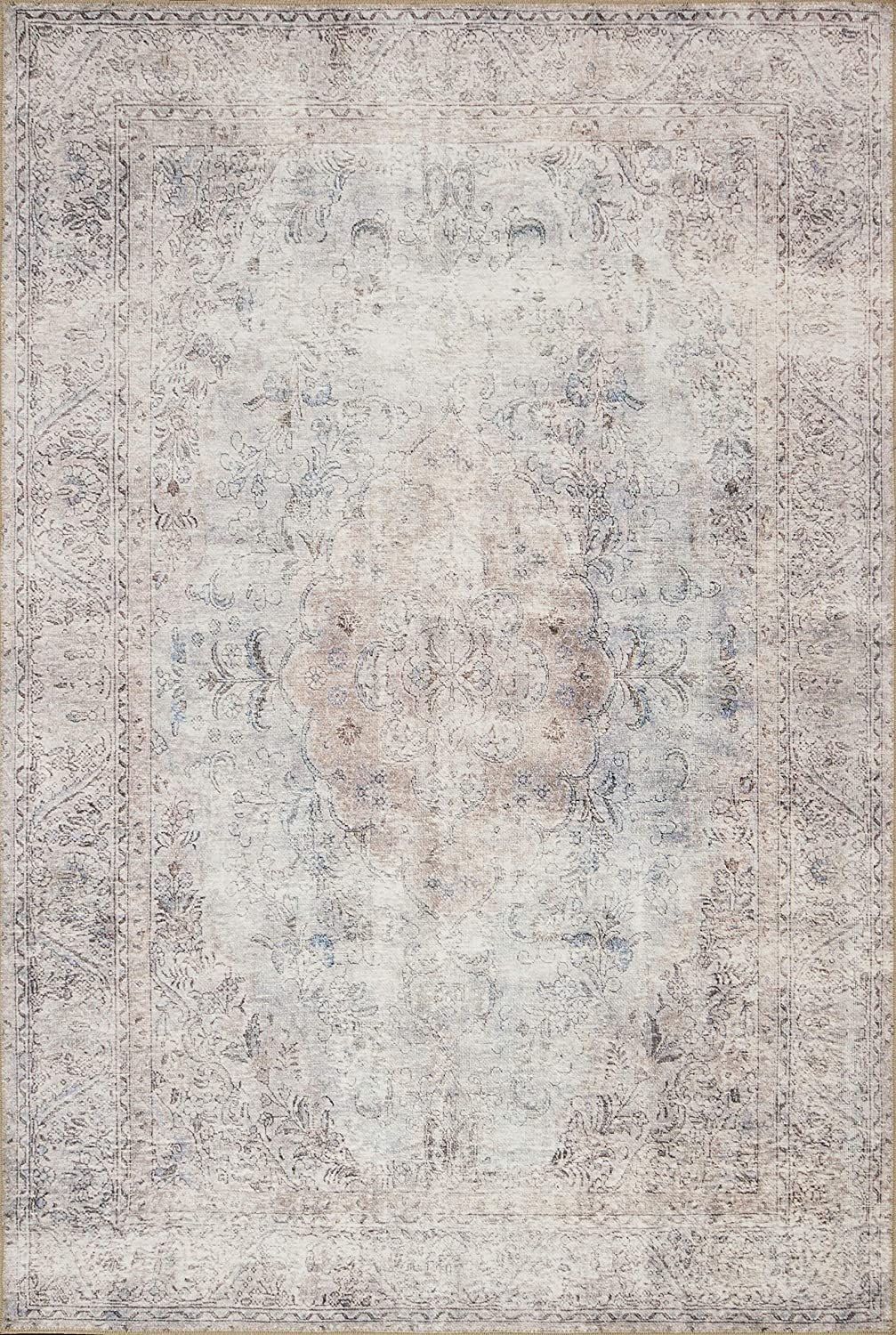 Loloi II Loren Collection LQ-04 Silver / Slate, Traditional 7'-6" x 9'-6" Area Rug | Amazon (US)