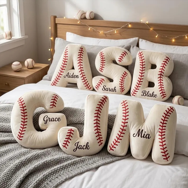 Personalized Baseball Letter Pillow, Custom Initial Cushion, Initial Pillow with Name, Baseball G... | Etsy (US)
