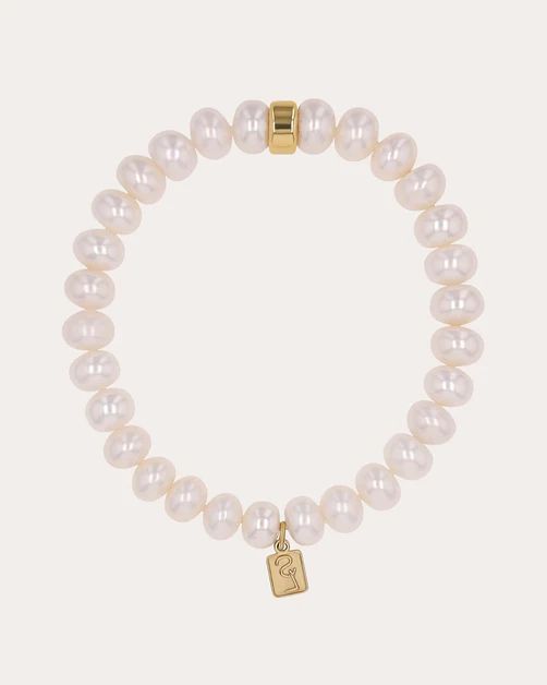Freshwater Pearl & 14k Gold Rondelle Beaded Bracelet | Olivela