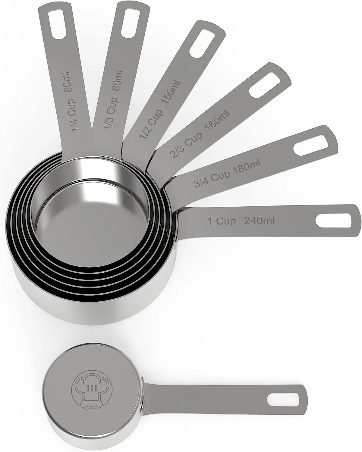 Chef Pomodoro Stainless Steel Measuring Cup Set, Nested and Stackable with 7 Pieces - Walmart.com | Walmart (US)
