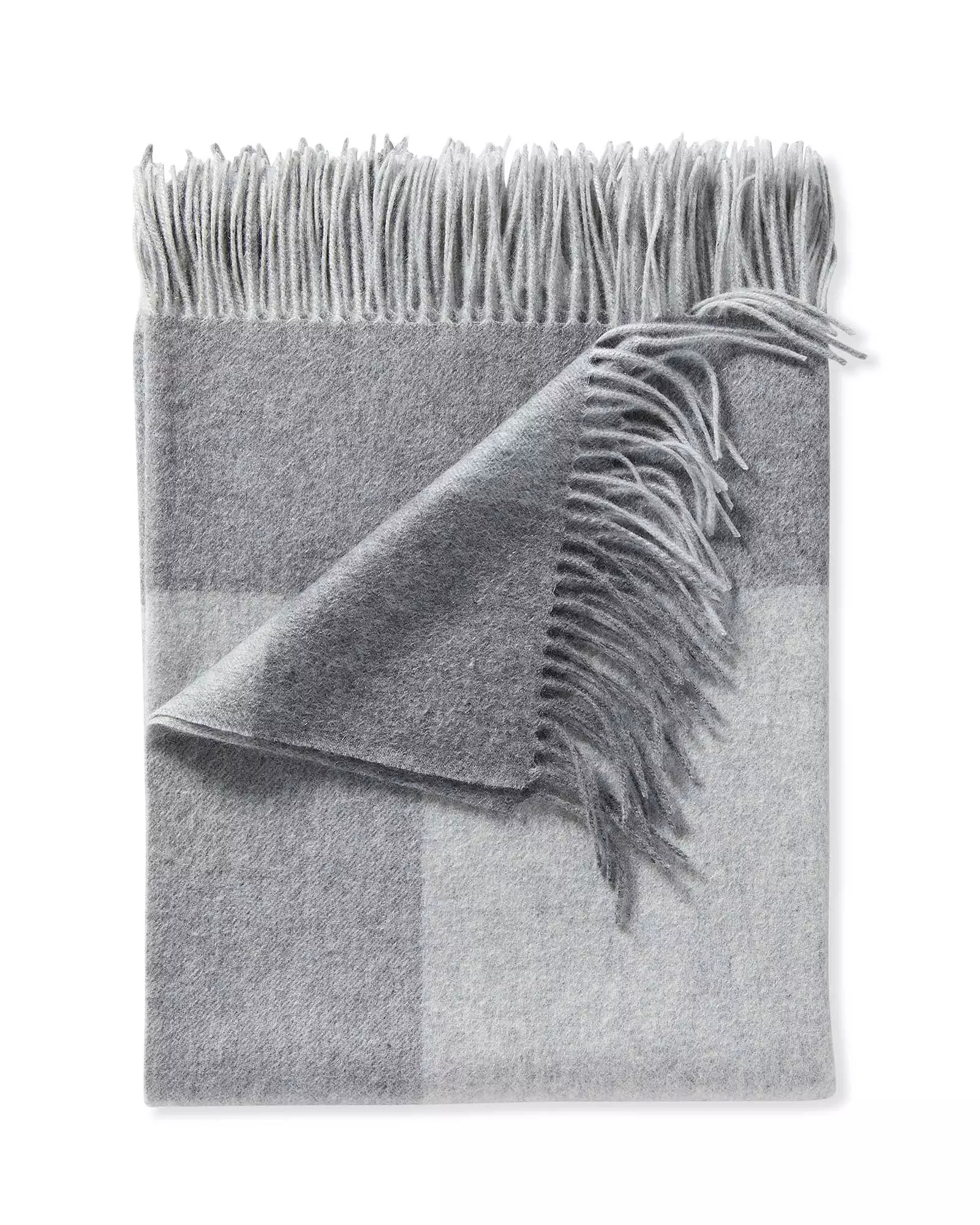 Border Frame Cashmere Throw - Fog | Serena and Lily