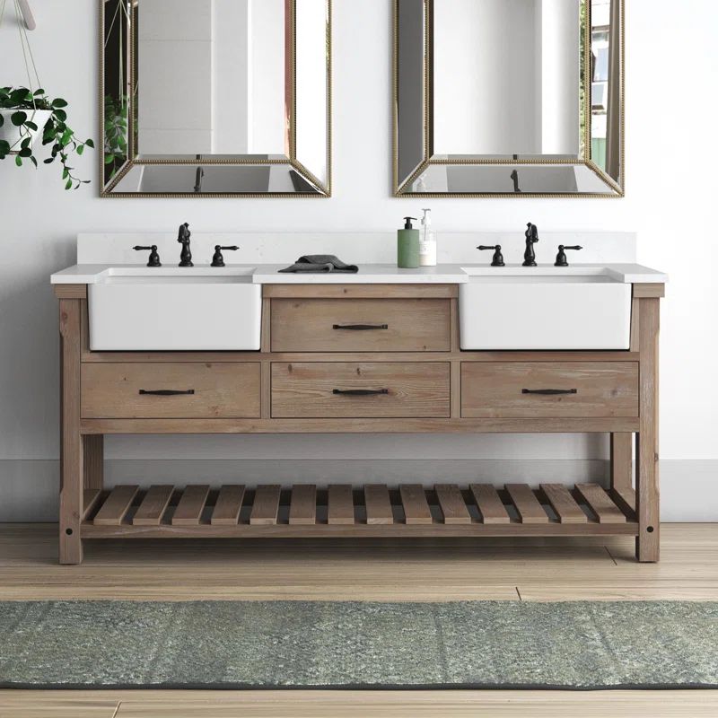 Mexborough 72'' Double Bathroom Vanity with Engineered Stone Top | Wayfair North America