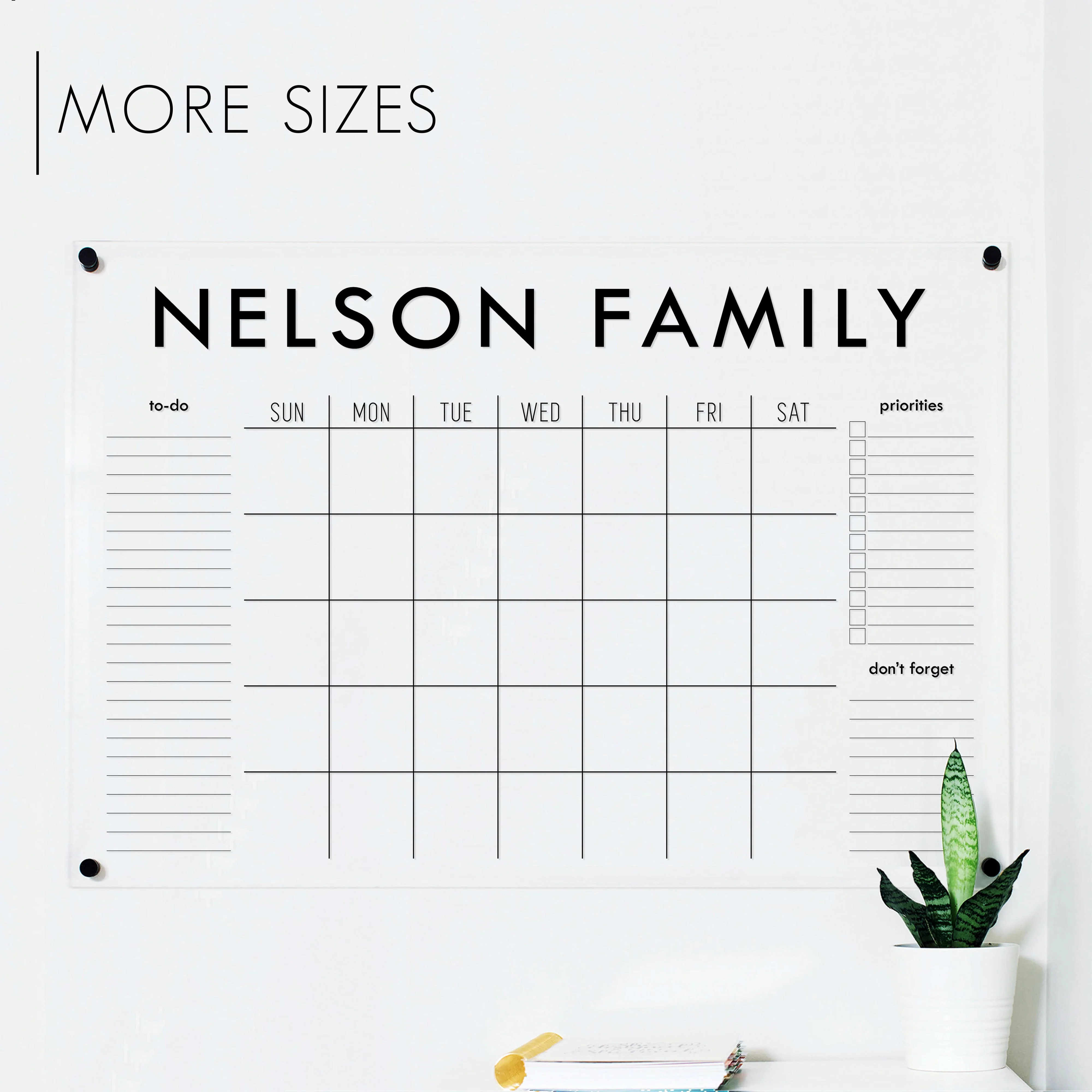 Monthly Acrylic Calendar + 3 Sections | Horizontal Madi | Circle and Square Decor 