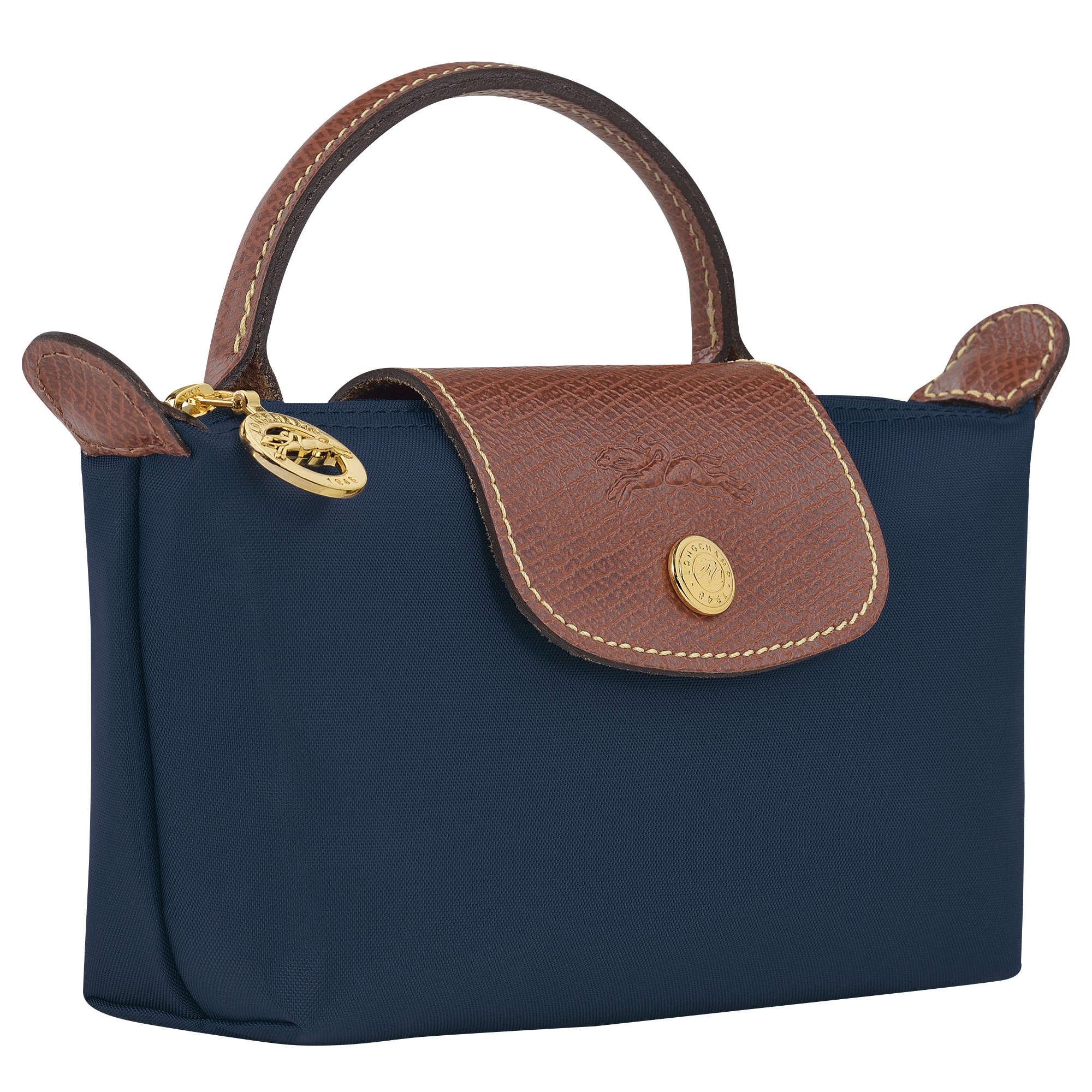 Le Pliage Original Pouch with handle Navy - Recycled canvas | Longchamp US | Longchamp