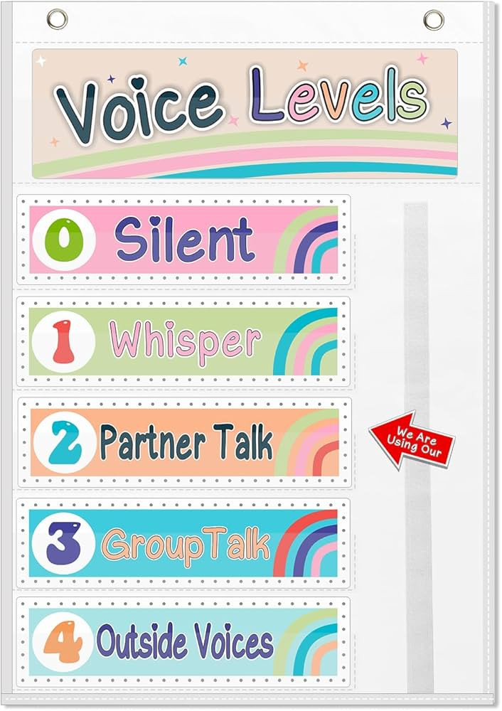 Voice Level Classroom Pocket Chart,Boho Voice Level Classroom Decor/Classroom Management (White) | Amazon (US)