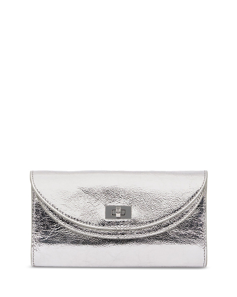 Sandro Mambo Metallic Silver Leather Clutch | Bloomingdale's (US)