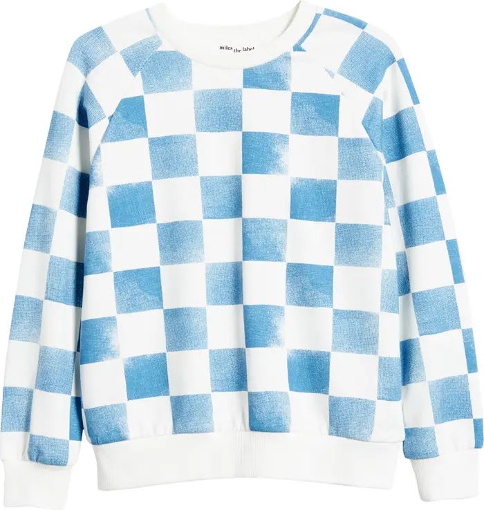 MILES THE LABEL Kids' Checkerboard Print Stretch Organic Cotton Sweatshirt | Nordstrom | Nordstrom