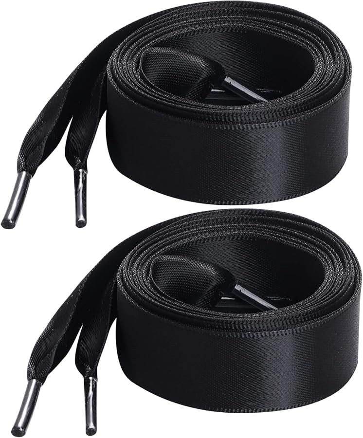 2 Pairs 47" Flat Satin Ribbon Shoelaces Silk Shoestring Wide Shoe Laces for Sneaker Skate Shoes B... | Amazon (US)