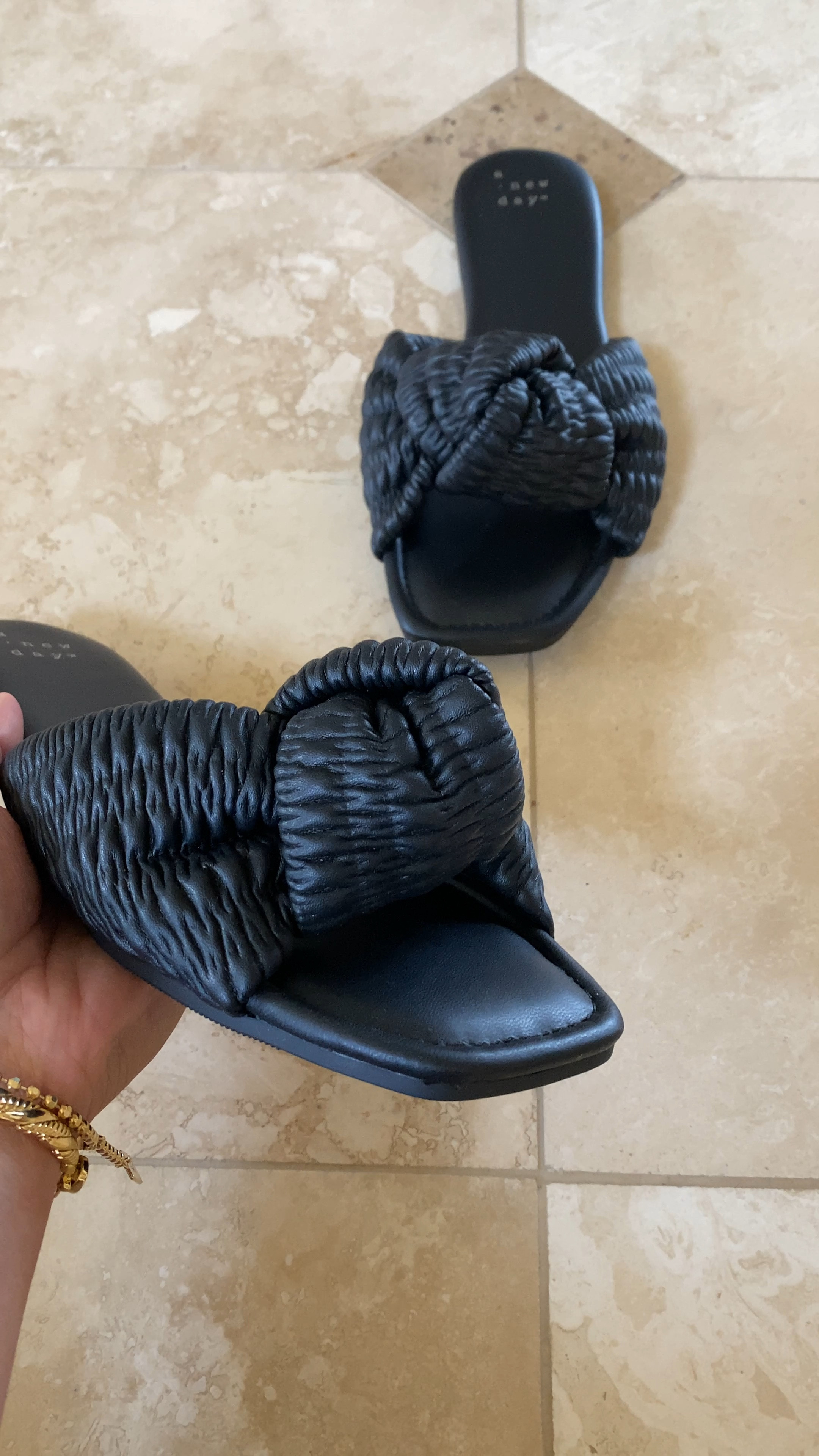 Slide sandals on sale for $17. Comes in white too. I wear a 6 or 6.5 and the 6.5 fit me best  

#LTKunder50 #LTKshoecrush #LTKsalealert