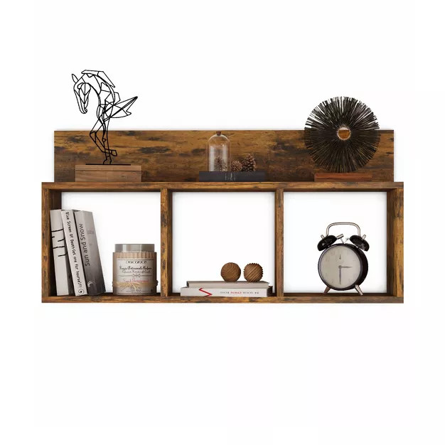 31.5" x 15.7" Rustic Floating Triple Cubby Shelf - Danya B. | Target