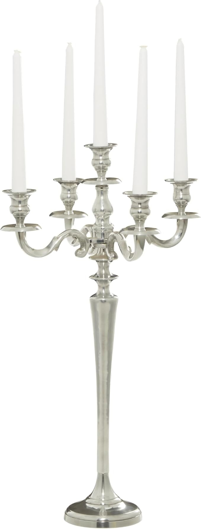 Deco 79 Aluminum Metal Scroll Tall Candelabra, 10" x 10" x 24", Silver | Amazon (US)