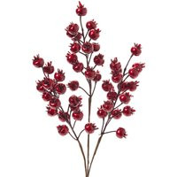 Metallic Burgundy Red Rosehip Berry Branch Spray - 25 | Etsy (US)