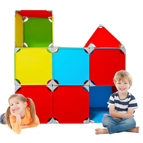 MageForts Magnetic Fort Building Panels - Giant Magnet Tiles Fort Building Kits for Kids,Colorful Lightweight DIY Magnetic Playhouse for Children with 16pcs Panels | Amazon (US)