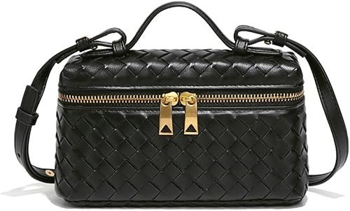 Trendy Woven Crossbody Purse Square Box Bags Women Shoulder Bag Cute Satchels Mini PU Leather Top... | Amazon (US)