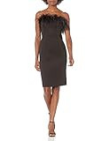 Eliza J Women's Strapless Dress with Feather Detail, Black, 6 | Amazon (US)