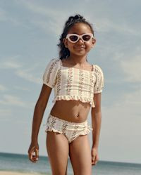 Girls Short Sleeve Floral Puff Sleeve Tankini Swimsuit - Swim Shop - WHITE | Gymboree | Gymboree