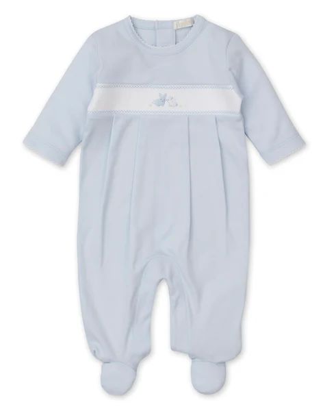 Premier Bunny Burrows Blue Hand Emb. Footie | Kissy Kissy