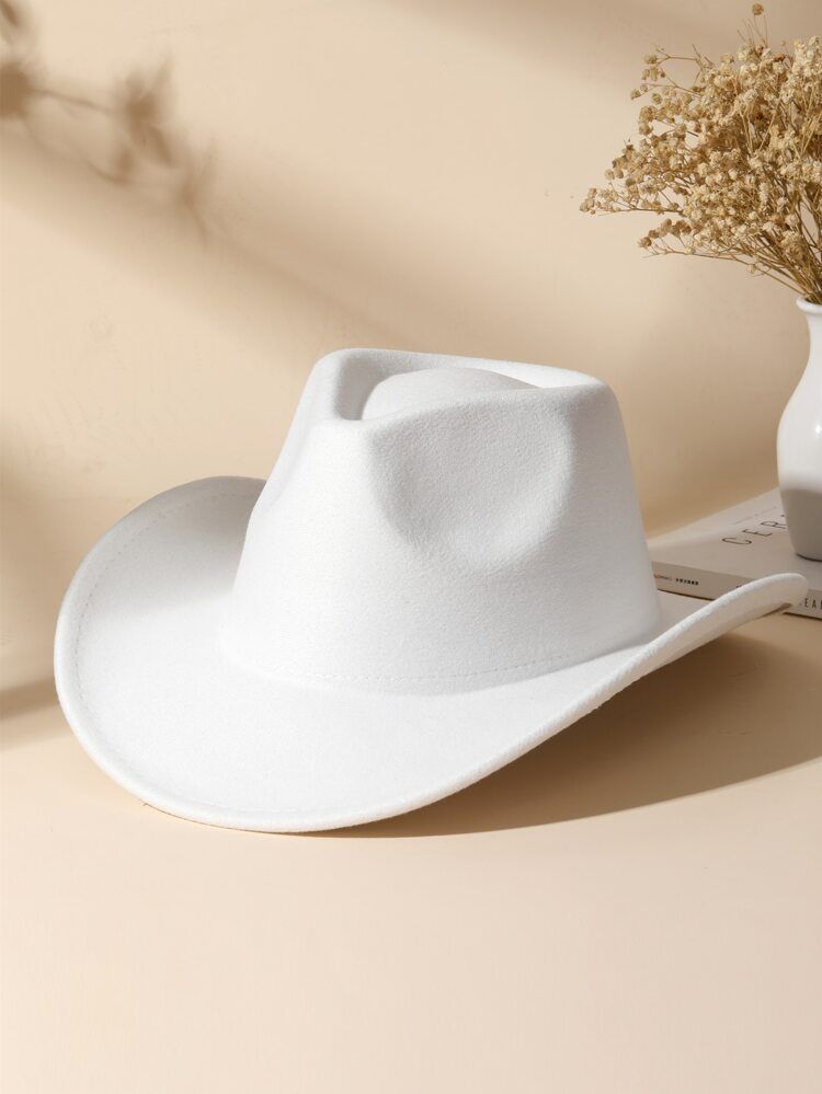 1pc Women Solid Cowboy Fedora Hat For Decoration | SHEIN