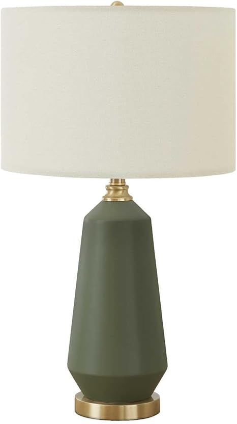Monarch Specialties I 9624 LightingTable Lamp, Green Ceramic, Ivory/Cream Shade, Contemporary | Amazon (US)
