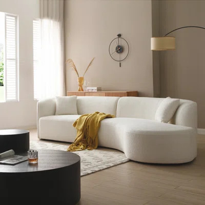 Braylon Boucle Fabric Upholstered 3-Seater Curved Sofa | Wayfair North America