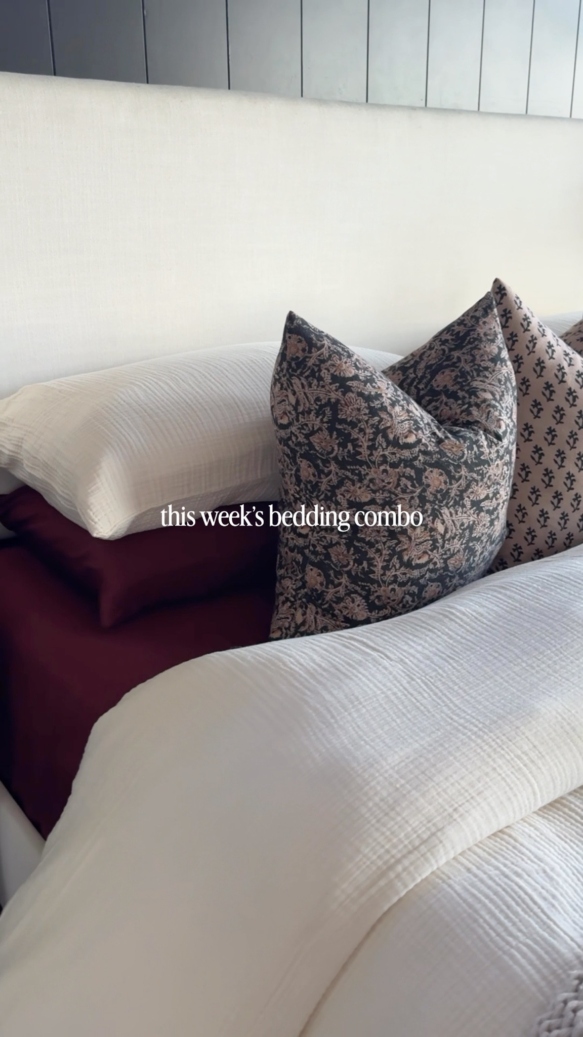 Our bedroom is feeling extra cozy this season with a few of my favorite finds. The bamboo burgundy sheets and airy gauze duvet set in undyed, both from Quince, are such a dream combo—soft, breathable, and perfect for layering. I mixed in a few decorative pillows from Rennah Home for texture, and as always, most of the larger pieces like the upholstered bed in Zumba white, black nightstands & soft rug are Wayfair finds that pull everything together beautifully.

quince bedding, quince bamboo sheets, quince duvet, rennah pillows, wayfair bedroom furniture, cozy neutral bedroom, modern home decor, scandinavian bedroom, neutral bedding set 

#LTKHome #LTKHoliday #LTKdayinmylife