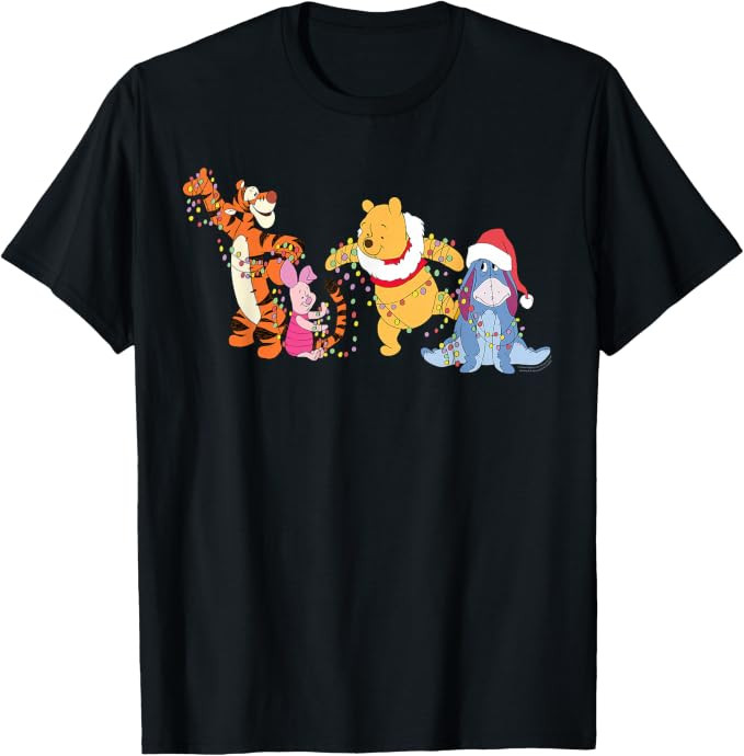 Disney Winnie The Pooh & Friends Christmas Lights Holiday T-Shirt | Amazon (US)