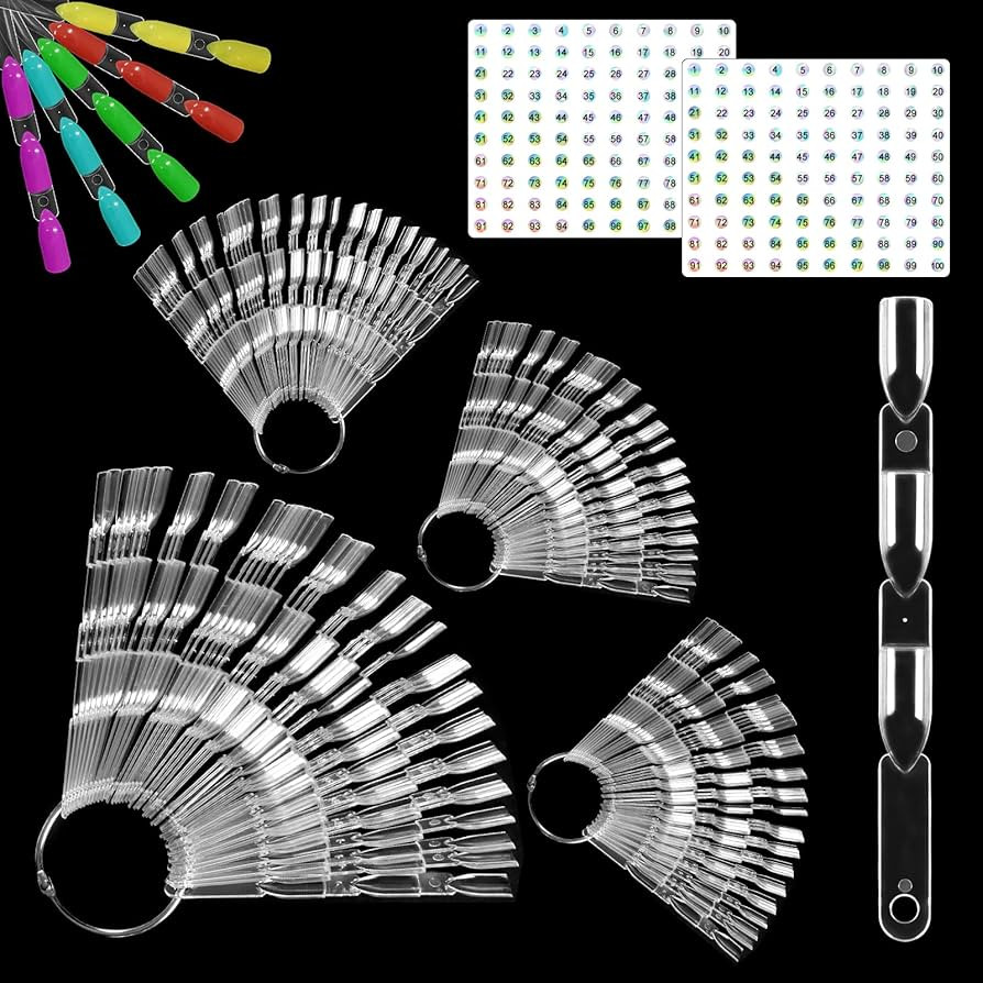Allstarry 200 Pcs Clear Nail Swatch Sticks with Ring and Numbered Tips Slub Shaped Nail Art Polis... | Amazon (US)