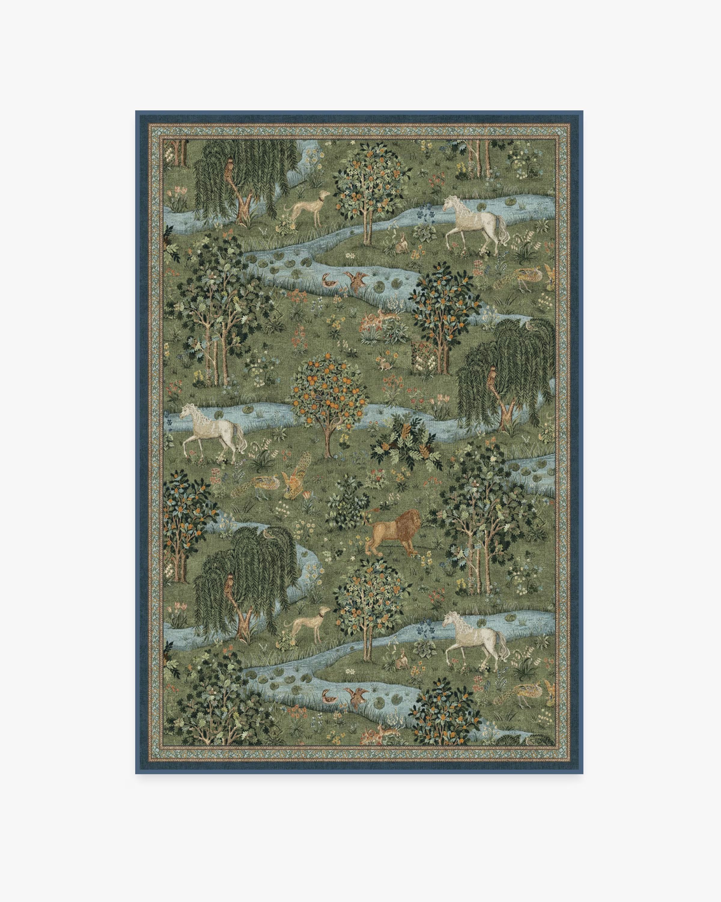 Morris & Co. Owl & Willow Green Tufted Rug | Ruggable | Ruggable
