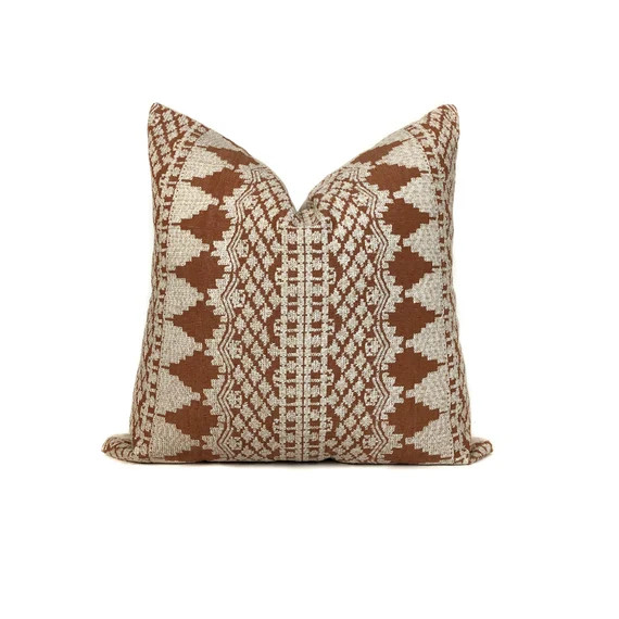 Embroidered Rust Designer Pillow Cover  High End Pillow  | Etsy | Etsy (US)