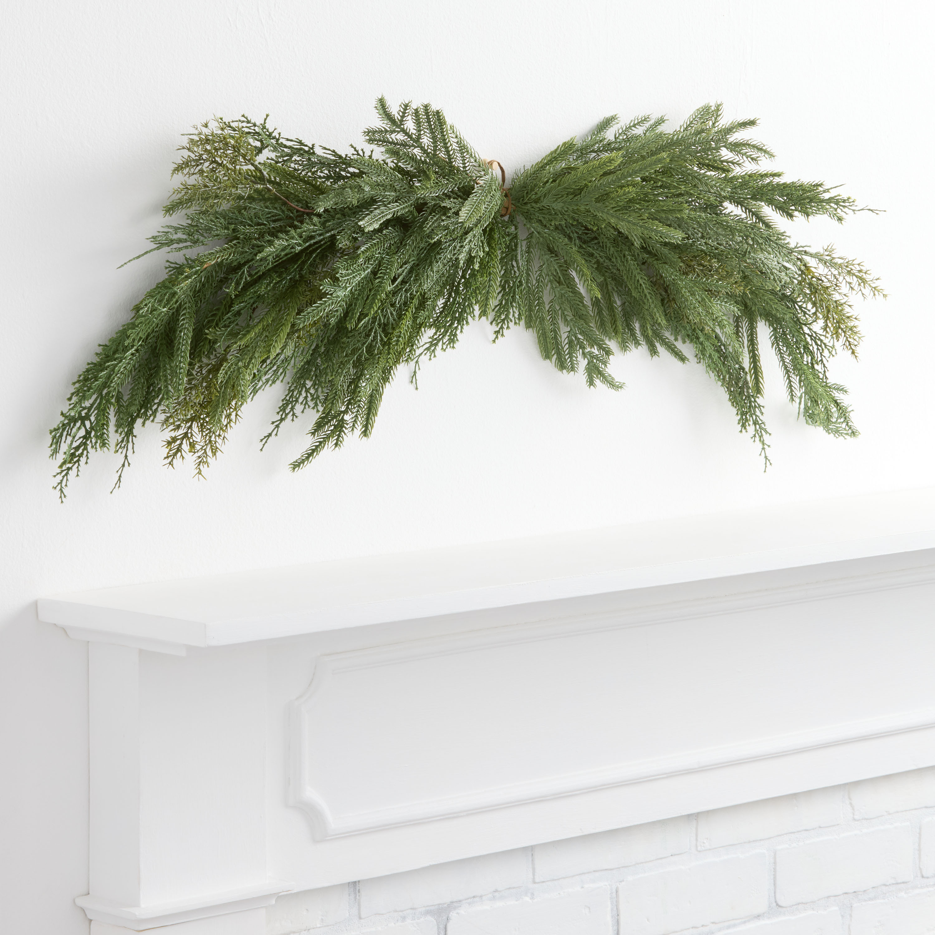 Green Soft Touch Mixed Faux Pine Mantel Swag Decor | World Market
