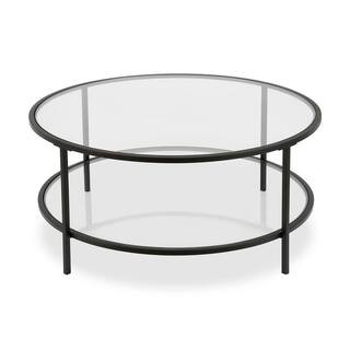 Meyer&Cross Sivil 36 in. Blackened Bronze Round Glass Top Coffee Table CT0144 - The Home Depot | The Home Depot